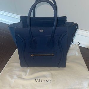 CELINE luggage micro tote navy blue NWT